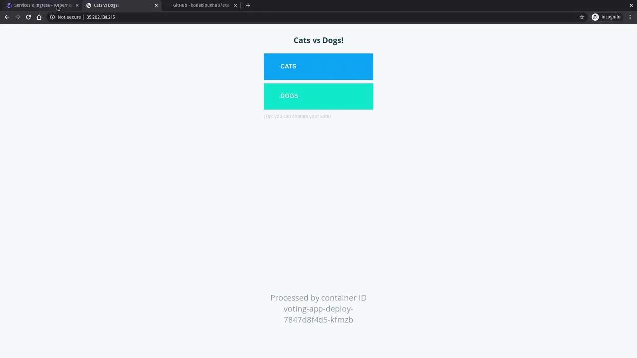 Vote UI — cats vs dogs