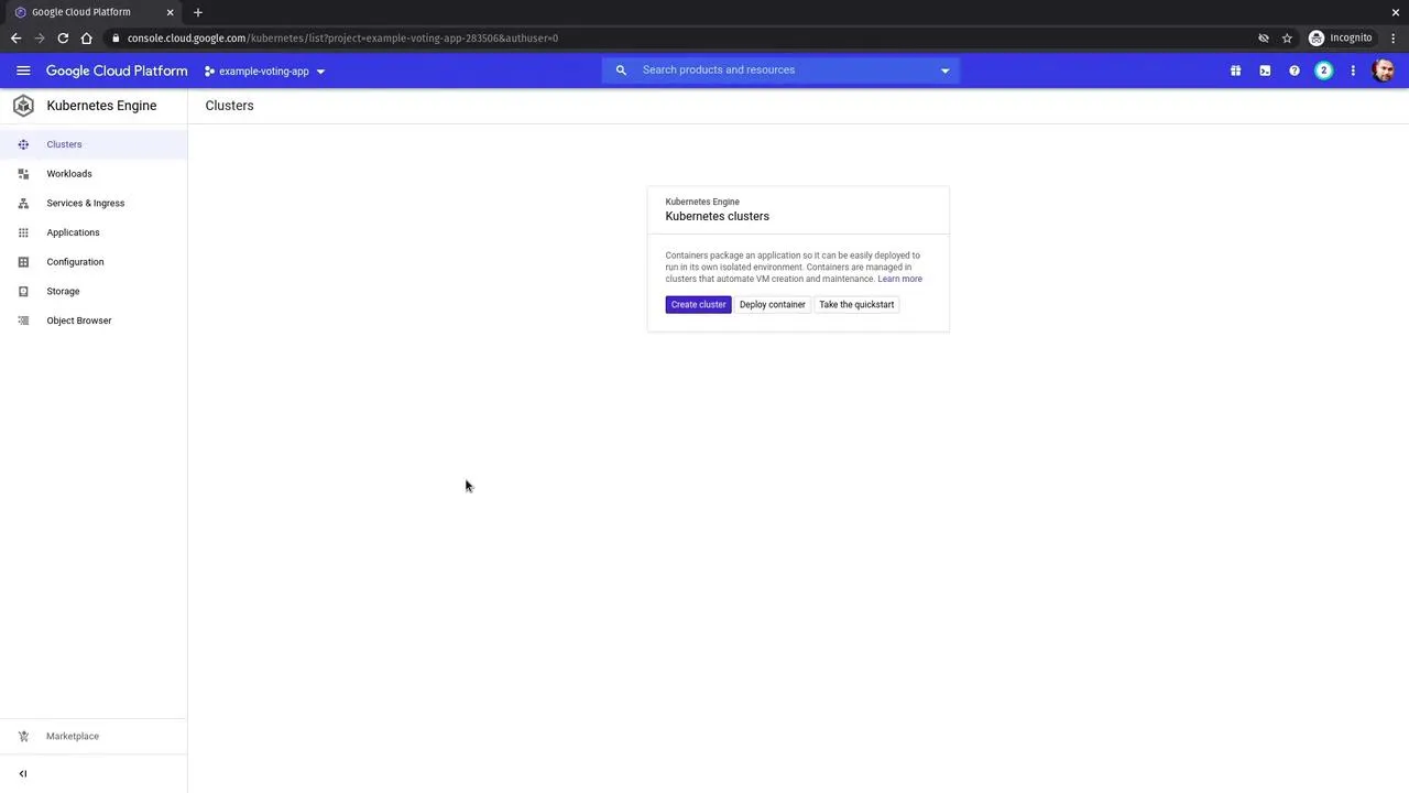 GKE create — Kubernetes Engine entry